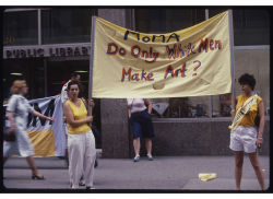 thepeoplesrecord:  Women Artists Visibility Event: The Museum of Modern Art opens but not to women artists, NYC on June 14, 1984Shot by Clarissa Sligh Despite the increased visibility of women artists by 1984, most were not included in mainstream gallery