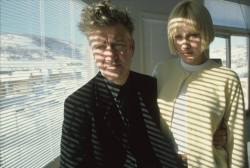 thomeyorker:  David Lynch &amp; Patricia Arquette on the set of Lost Highway by Susan Meiselas, 1997 