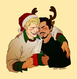 gryzetch:  Marvel // Steve Rogers, Tony Stark  Just something really quick for the season. Whatever everyone’s plans, I hope everyone has a safe and wonderful holiday!  