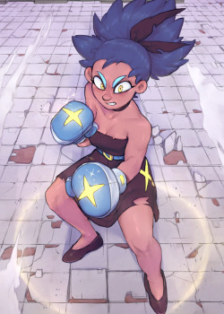 uc77art:Art of @droolingdemon‘s boxing OC, Aster. I liked his New Year’s design for her.