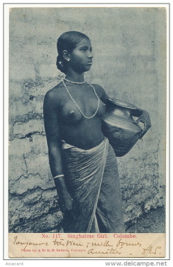 Sri Lankan Sinhalese girl, via Delcampe.