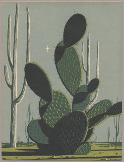 cactus-in-art:  4colorcowboy: Eyvind Earle “Cactus” Christmas card. Artist: Eyvind Earle (American, 1916-2000)