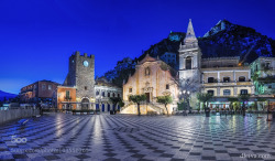 Morethanphotography:  Piazza Ix Aprile At Night (Taormina Sicily) By Dleiva