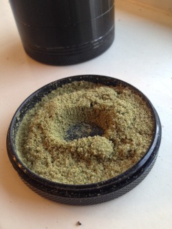 a-high-ass-ginger:  Got some Bubba Kush, Platinum Girl Scout, OG Kush, Northern Lights, and Blue Rhino keef all mixed in this. Mmmm 