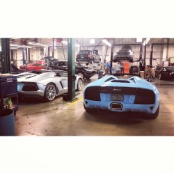 Here&rsquo;s the side by side picture of the stunningly beautiful aventador roadster. #magcars #columbusexotics #amazingcars #lamborghinidaily #columbuscars #columbuscarsandcoffee #aventador #roadster #crystalblue #dowork