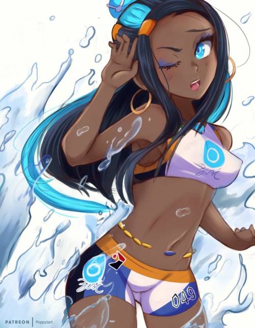 brushbrothel:  Artist: poppytart https://twitter.com/artpoppytartI am playing through Pokemon Sword and Shield for the first time! With  it I am cataloging the Waifus I defeat along the way! With this one I  managed to beat Nessa with my water Pokemon
