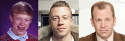 funneestuff:  i find it so sad that he smiles less and less as the years go on. this picture really is worth a thousand words. :(  Looks like Macklemore in the center