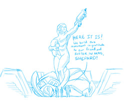 swimmingtrunks:The monument to Shepard on Tuchanka is not quite what she expected. EDIT:hashtag spacer problems