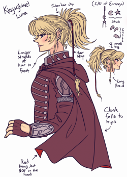 destiny-islanders:  Full-view on my blog for a closer look!This is totally not a cop-out or anything, but aside from her cloak, Luna’s Kingsglaive uniform is pretty much the same as the original for the chocobros. But I did add little touches like jewelry