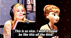 kpfun:  Kristen Bell and Idina Menzel recording for Disney’s Frozen as the amazing voices of Princess Anna and Queen Elsa 