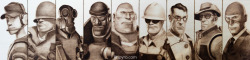btjpyro:  Team Fortress 2 - Class Portraits - Woodburning. 24 inches x 6 inches. Total burn time ~16 hours. Fast-motion progression video: http://youtu.be/xcV8F-EPWB0 For sale! www.btjpyro.com  Holy FUCK THAT IS SOME EPIC WOODBURNING