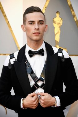  Bronze Medal figure skater Adam Rippon goes 50 Shades of FIERCE With a Leather Harness on the Oscars Red Carpet   2018.  