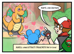 aconnormanning:  patdoesit:  pr1nceshawn:  Love is a Battlefield.  This comic becomes sad when you realize that Dragonite’s attack won’t do anything because Marill is a water / fairy type. All that hate and anger, it won’t have any effect.  this