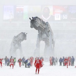the-football-chick:  This was the Colts vs Bills game on Dec. 10, 2017 and someone photoshopped in a pair of Imperial Walkers which seemed pretty appropriate then and now - May the 4th be with you.  