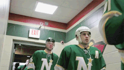 pavszacha: zach wearing his father’s north stars gear during warm-ups (april 4, 2017)