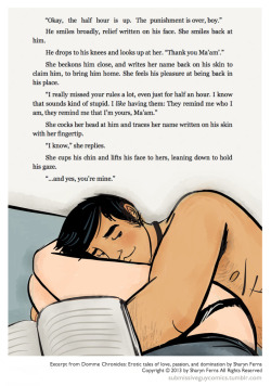 submissiveguycomics:  Aftercare Series #6: Bedtime stories.  Book Link: Domme Chronicles: Erotic tales of love, passion and domination  by Sharyn Ferns (Consider buying this awesome book. :&gt;)Figure Ref: Stephanie Mill