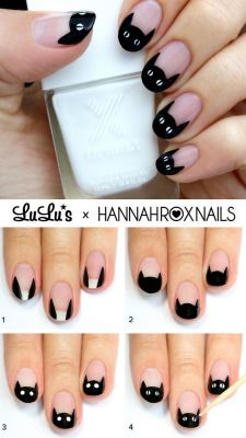 halloweencrafts:  DIY Cat Nail Art from Lulu’s. For