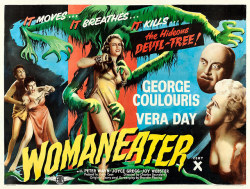 hpcollection:  Affiche britannique de “The Woman Eater” (Eros-1958) avec son titre original anglais “Womaneater”  