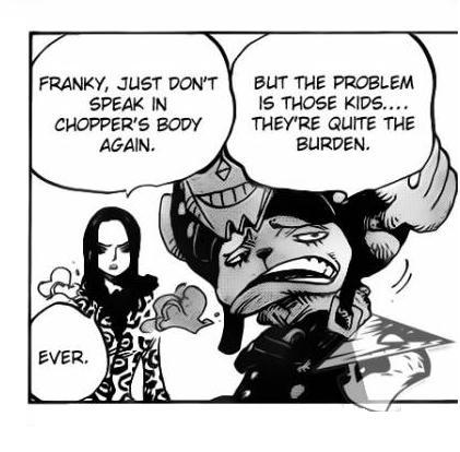 Robin really cares about Chopper. And Franky&hellip; well, is Franky u.u such