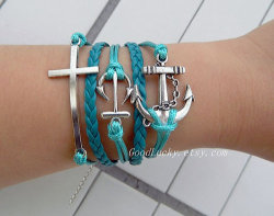 twinkles-inyour-eyes:  Silver cross bracelet,anchor bracelet,leather bra€ on We Heart It. http://weheartit.com/entry/73264072/via/twinkles_inyour_eyes