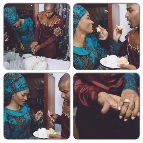 chiefsimba:hall70:  fckyeahprettyafricans:  Nigeria (husband, Osi Umenyiora) Angola (wife, Leila lopes) traditional Marriage  wow! so beautiful!!!   Osi