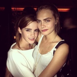 missellacronin:  anthonygrey:  watsonlove: Emma with Cara Delevingne at Karlie Kloss’s birthday hosted by Derek Blasberg at Paramout Hotel Times Square in NYC (Aug. 1, 2013)  This is too much for Ella, she’s exploded.  I just, I can’t   I LOVE