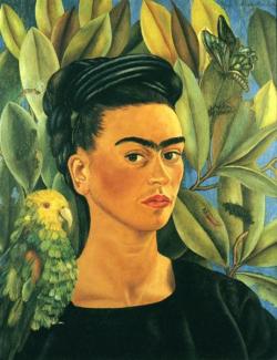 fridakahlo-art:   Self-Portrait With Bonito  1941   Frida Kahlo   