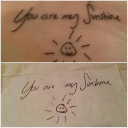 Tattoo 2. Location: ribs. Best friend tattoo,  done in Bre&rsquo;s handwriting. I love her.