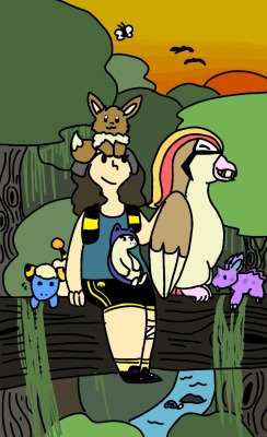 spooksandspoons:  I drew myself as a pokemon trainer because why not?   This is too cute!