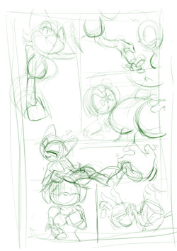 Page 2 WIP for a comic I am doing.  Rough layout is done for 3 pages, inks are done for 1 &frac12;, and hopefully I can get some flat colors done soon as well.  I am trying to find time to work on these between commissions.  If Patreon gets up and
