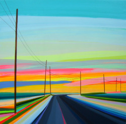 granthaffner:  Sunset on Gerard Drive acrylic, marker, pencil, paint-pen on wood panel 