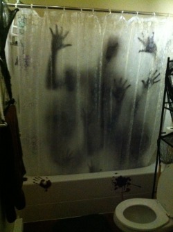 karla-vincent:  seecarrun:  My roommates left me in charge of decorating the bathroom for our Halloween party.  Fuck that you evil fucking fuck 