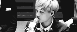 krissingwu:  Jongin’s message to Kyungsoo: “He’s good at singing, good at dancing, and since he’s been practicing so hard, i want him to take care of his voice condition. I love you.” (©trans) 