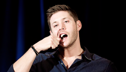 douchejensen:  Jensen on Jared’s gross habit:   &ldquo;You know those little serving floss sticks? I find those everywhere, because stretch over here (Jared) is always flossing. But he does this self diagnosis where he goes, he goes like this…..” 