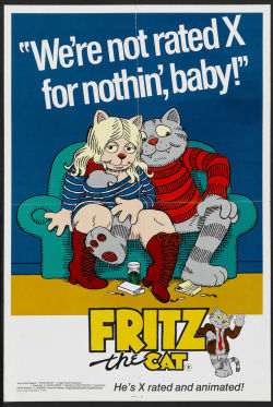 animationproclamations:  “He’s X rated and animated!” Original release poster from Ralph Bakshi’s Fritz the Cat (1972). 