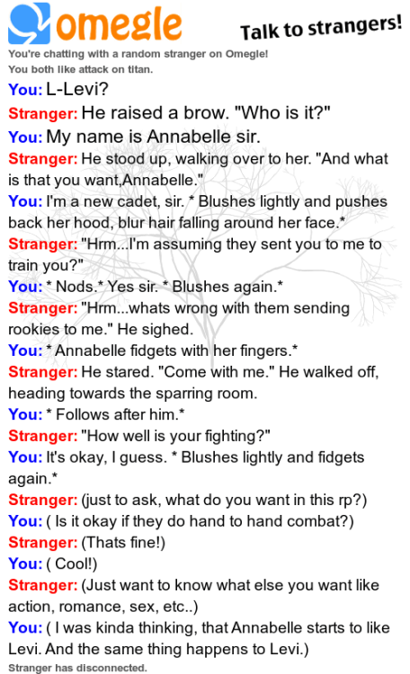 Talking to a stranger Levi x OC. It’s really short, sorry about that!