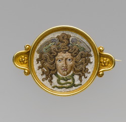 langoaurelian: Brooch, head of Medusa in micromosaic - this jewelry making firm used ancient imagery with technology taken from classical antiquity, before 1888  Firm of Castellani, Italy   