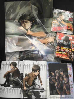May 2017 SnK haul!Animage June 2017 issue with Levi cover and B2-size posterBessatsu Shonen June 2017 issue with Reaction Guys Meme Quartet ClearfileAnimedia June 2017 with Levi &amp; Eren A3-size posterAlso including a shot of the opener pages for