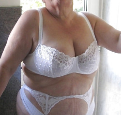 Big fat granny in white lingerie&hellip;love that big soft belly and large breasts. Pure delight for mouth and hand.Find your older lover here
