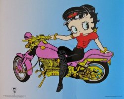 retrogasm:  Betty Boop on a motorcycle animation cel