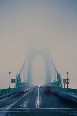 travelingcolors:  Fog in St. John’s Bridge,