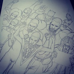 thesecretlifeofsteez:  blacksupervillain:  fish-dinner-connoisseur:  -imaginarythoughts-:  blaqzart:  Something I’m working on for the craziness in #ferguson, thinking of adding more heroes….#blaqzart #dccomics #marvel #blackheroes  This is so dope!