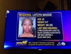 adamcansuckme:  LaToya Massie is missing from Bklyn, NY. Anyone with info, pls call NYPD’s CrimeStoppers hotline @800-577-TIPS.  Always reblog missing people posts, even if it’s your country. You never know who’ll see it. 