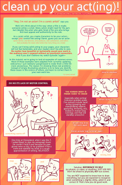lepas:  shingworks:  Get some extra classes with the 11-page Clean up your Acting supplement~ This  tutorial is about acting for comics! It’s not a subject people talk about a lot, at least compared to art and writing, but I’d argue that great character