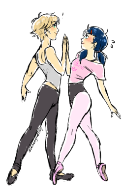 stainedglasssky:  BALLET CUTIES AND BREAKDANCE HOTTIES obvs from @starrycove‘s ever expanding breakdance au/miraculous moves @i-am-an-apple SIGH i posted this but then i realized i forgot to color the goddanged bell on swagreste, what a troubLESOME