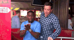 fallontonight:  Kevin Hart ran into some trouble when going to ride a roller coaster with Jimmy. 