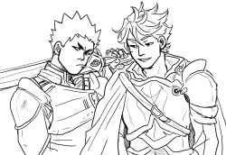 scionoflegends:  full sizehmmm… lord/prince class oikawa + hero class iwaizumi…i’m going by fire emblem classes, by the waywill color this? eh