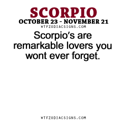 wtfzodiacsigns:  Scorpio’s are remarkable lovers you wont ever forget. - WTF Zodiac Signs Daily Horoscope!  