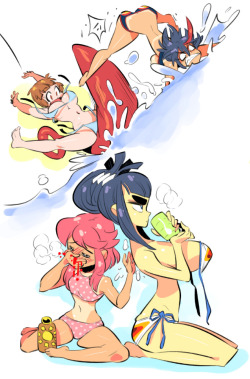rafchu:  Nonon &amp; Nui join the Kill La Kill summer party!(part 1 is right here if you missed it http://rafchu.tumblr.com/post/148791868016/kill-la-kill-summer-girls) 