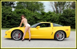 Yellow C6 Z06 and a Hottie!!